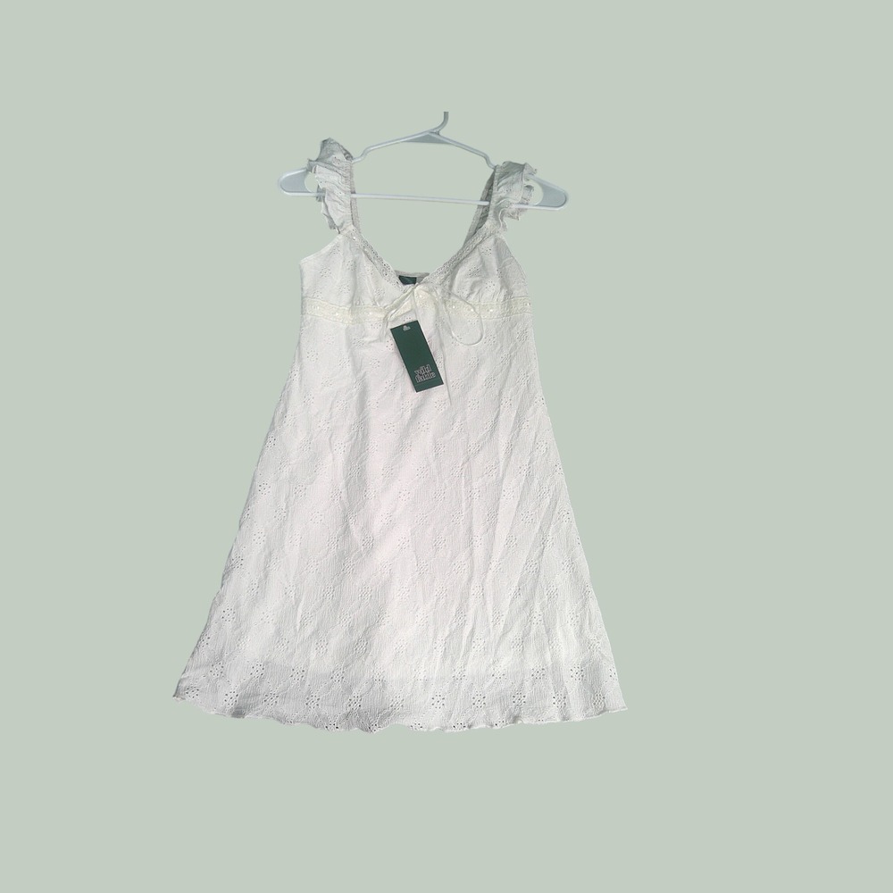 Wild Fable Women's White Eyelet Ruffle Strap Sleeveless Top/Mini Dress XXS NWT